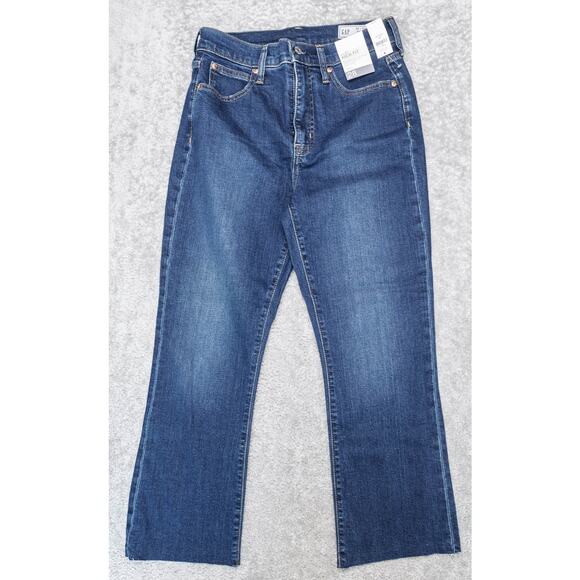 Gap Kick Fit Stretch High Rise Blue Ankle Flare Jeans Denim Womens Size 6 NWT - Picture 2 of 11